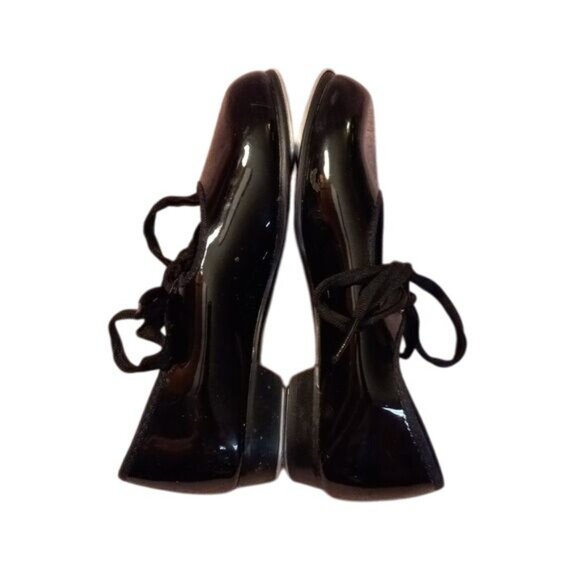 Dance Time 9 Kids Black Patent Leather Tap Shoes Laces - Picture 7 of 9
